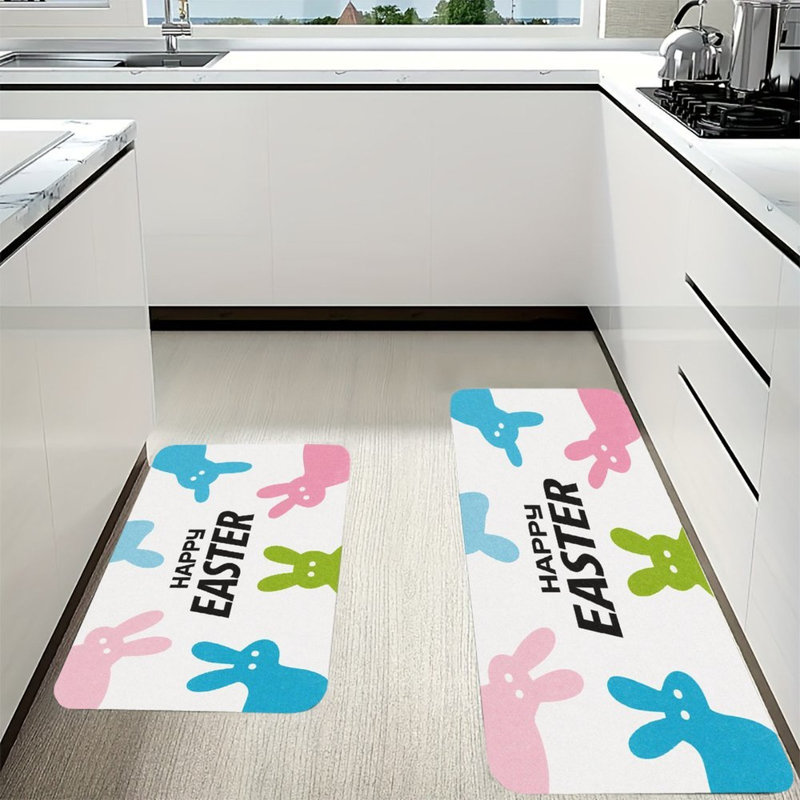 Joyeux lapin de Pâques, 2 tapis de cuisine antidérapants