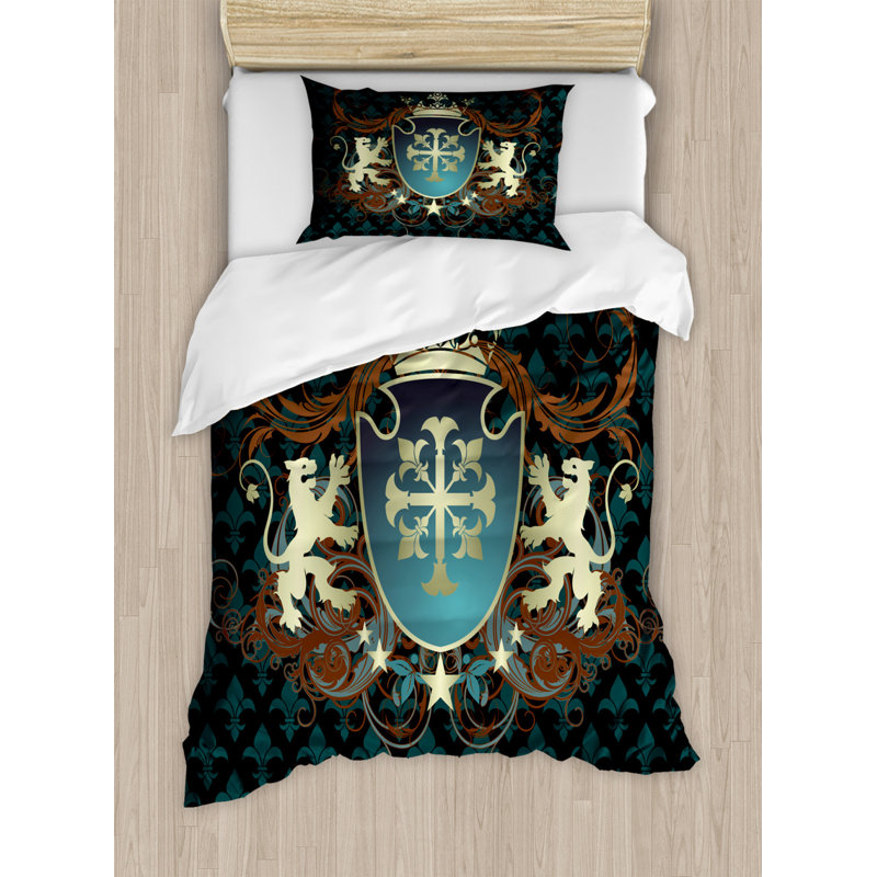 Dyal Teal Microfibre 350 TC Eclectic Duvet Cover Set, Single - 1 Pillowcase (80 x 80 cm)