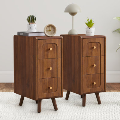 Narrow End Table With 3 Deep Drawers