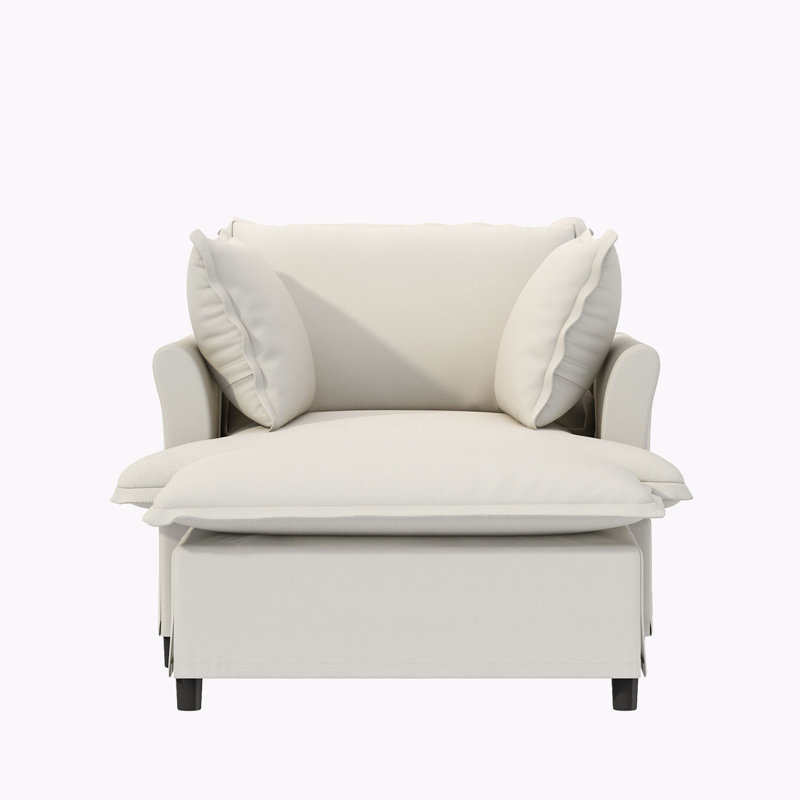 Fauteuil avec repose-pieds et repose-pieds en chenille, Beige