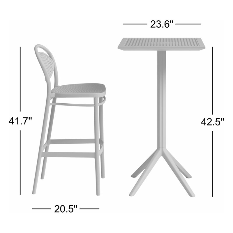 Ensemble de 3 barres de patio pliables en plastique l 23,6 po Farrah, Vert olive