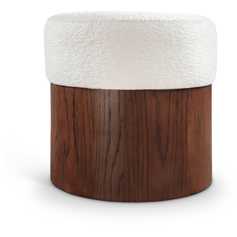 Repose-pieds / tabouret Asai, Tissu velours crème, Brun