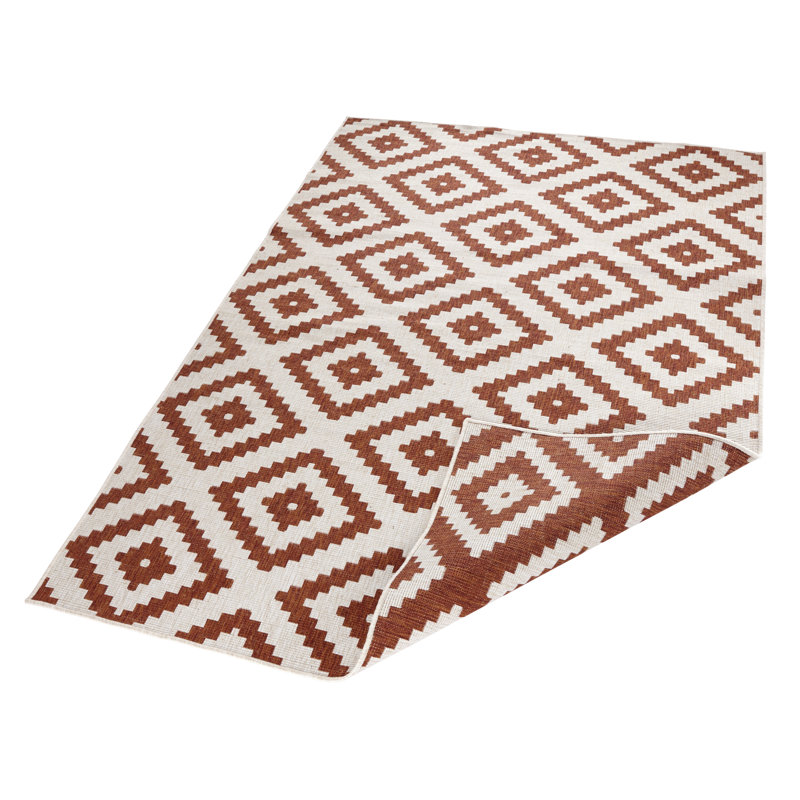 Malta Flatweave Orange/Cream Rug, Rectangular 80 x 150cm