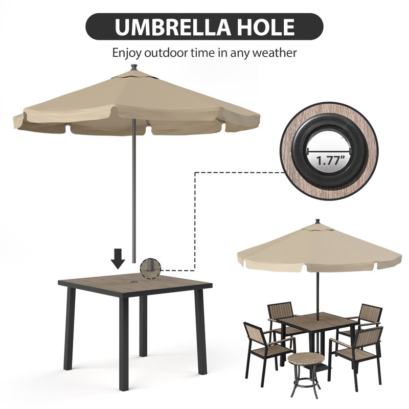 Loddon Aluminum Outdoor Patio Dining Table, Brown