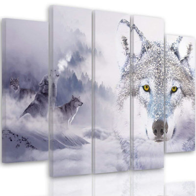 Grey In The Fog, Forest - 5 Piece No Frame Print on Canvas
