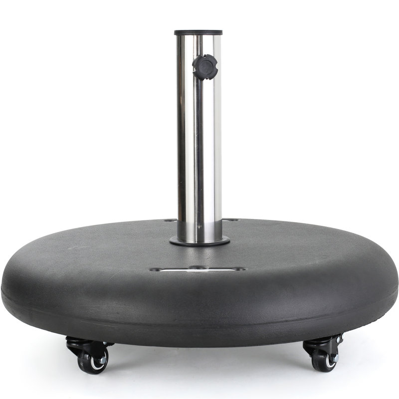 Base de parasol de patio pour l'extérieur - Acier inoxydable noir, carré 21,24 po x 3,15 po
