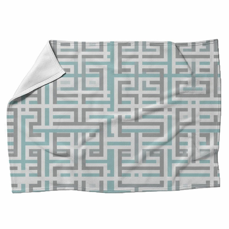 Machine Printed Throw Blanket, Throw, Geometric, Gray/Green