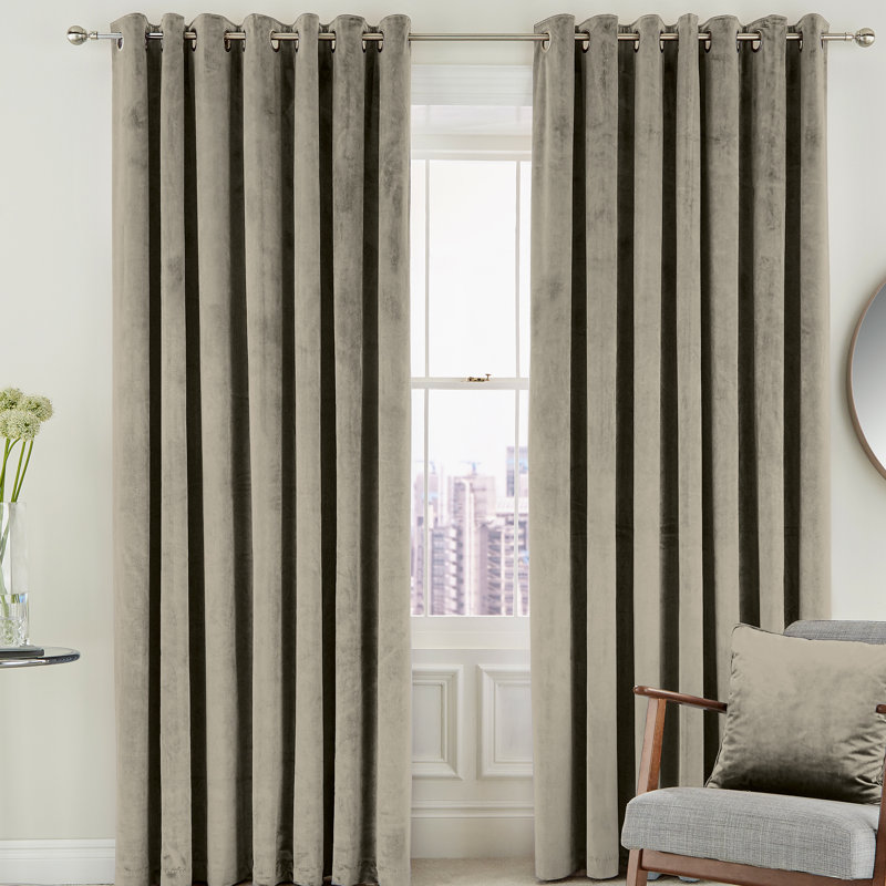 Escala Eyelet Room Darkening Curtains, Width 228 x Drop 183 cm, Linen