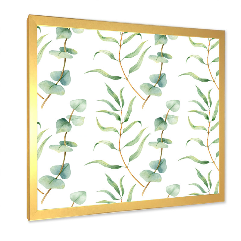 15_Feuilles d'eucalyptus sur fond blanc I - reproduction d'art sur toile traditionnelle, H 30 po x l 30 po x P 1 po
