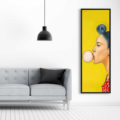 Retro with Beautiful Ponytail - Framed Canvas Art