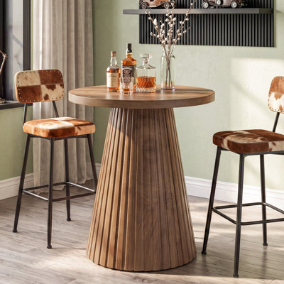 35.4" H Farmhouse Round Bar Table with Fluted Base