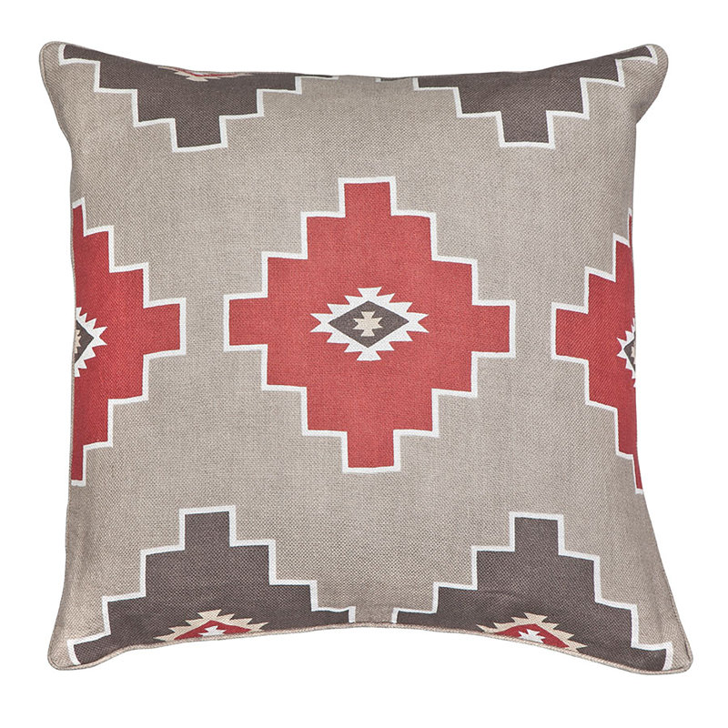 Mesa Linen Square Pillow Cover & Insert, Ivory/Red