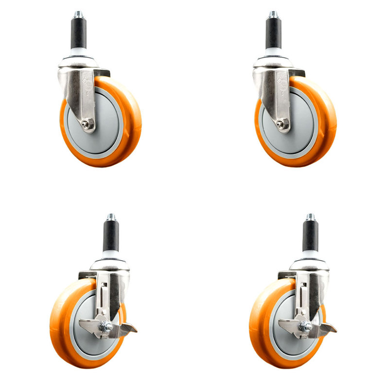 Ensemble de roulettes extensibles 5 pouces 316SS, Orange