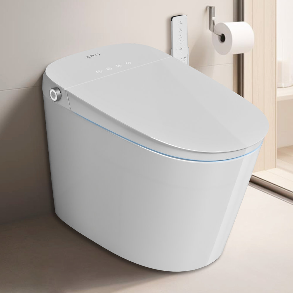 Smart Toilet ADA Comfortable Chair Height, 1000 Gram MaP Flushing Score, Built in Tank, Auto Open & Close Lid, Auto Flush, Foot Sensor Operation EPLO