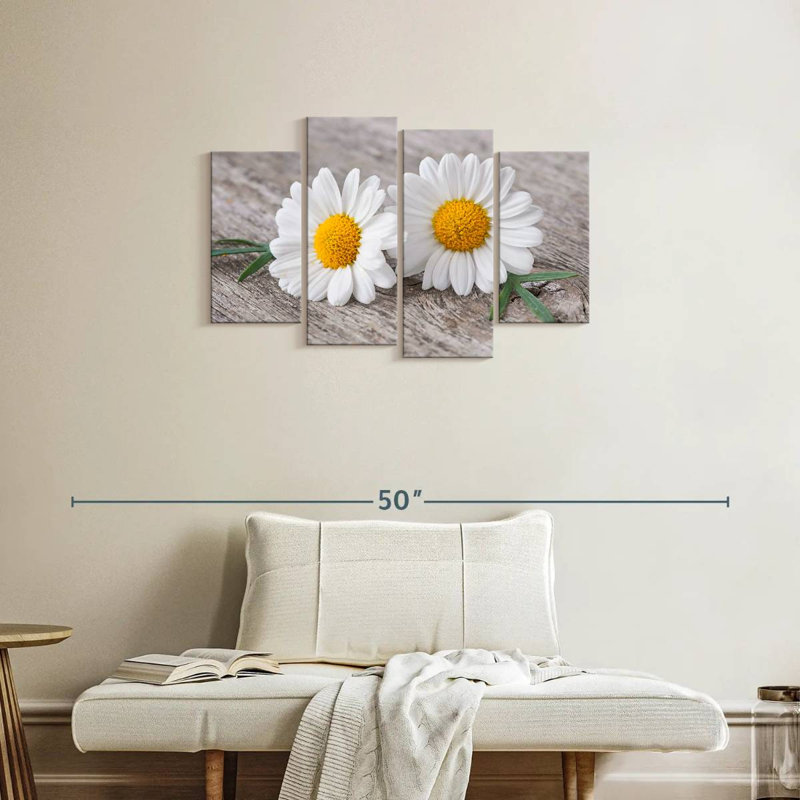 Deux fleurs de camomille Harnek, H 22 po x l 36 po
