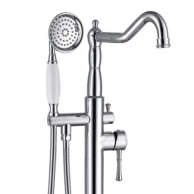 Freestanding Tub Filler with Diverter, Chrome