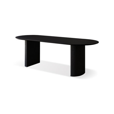 Black Oval Solid Wood Dining Table