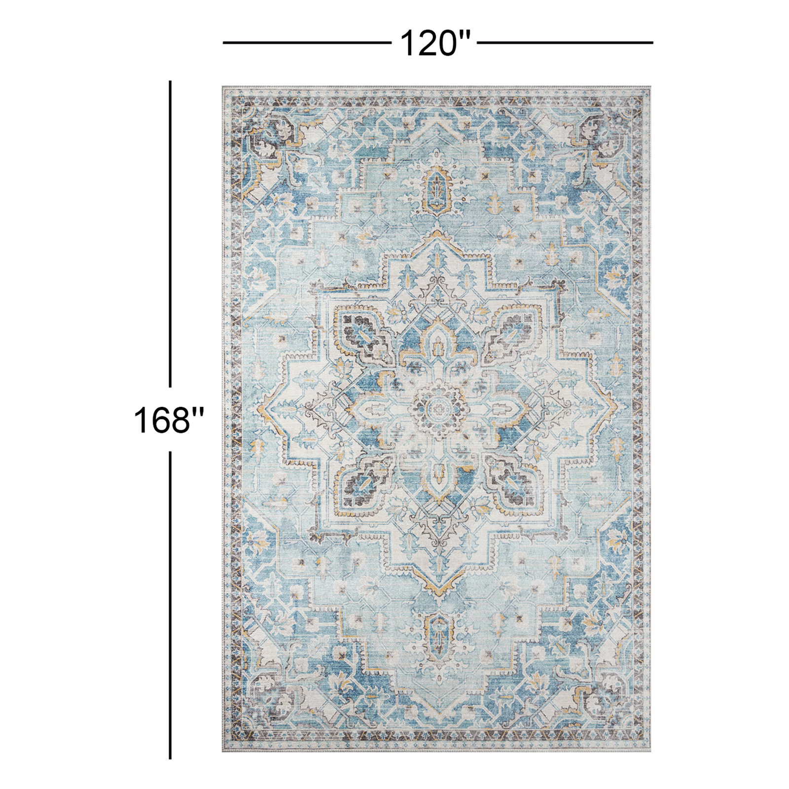 Maz Light Blue Oriental Rug, Rectangle 10' x 14'