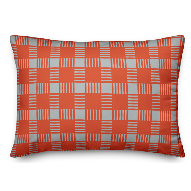 Plaid Reversible Throw Pillow, Red/Gray
