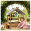 Bac à sable pour enfant en bois avec auvent résistant aux intempéries en bleu, brun et blanc House Design
