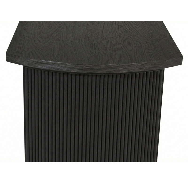 L-Shaped Credenza Desk, Black Oak