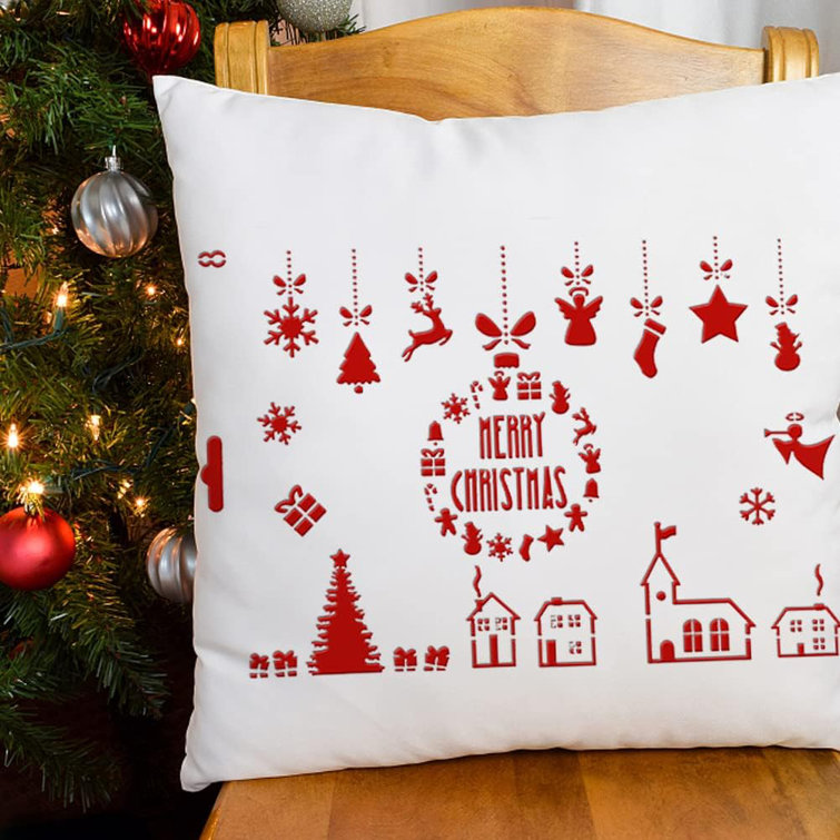 Merry Christmas DIY Decorative Pillow Stencil Kit - DIY Accent