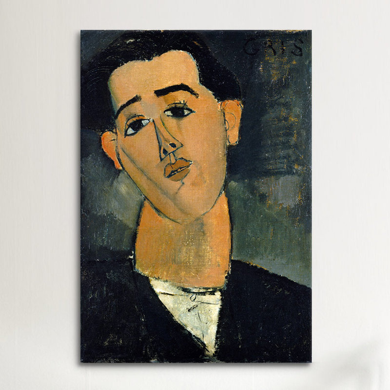 Fine Art Portrait of Juan Gris par Amedeo Modigliani - reproduction d'art sur toile tendue, H 26 po x l 18 po x P 0,75 po