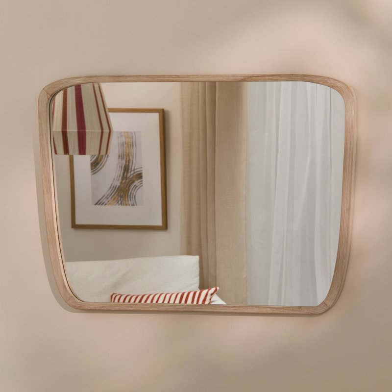 Solid Wood Rectangle Mirror, Whitewash, Large