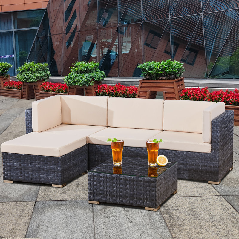 Jaleen All Weather Wicker 4 - Person Seating Group with Cushions