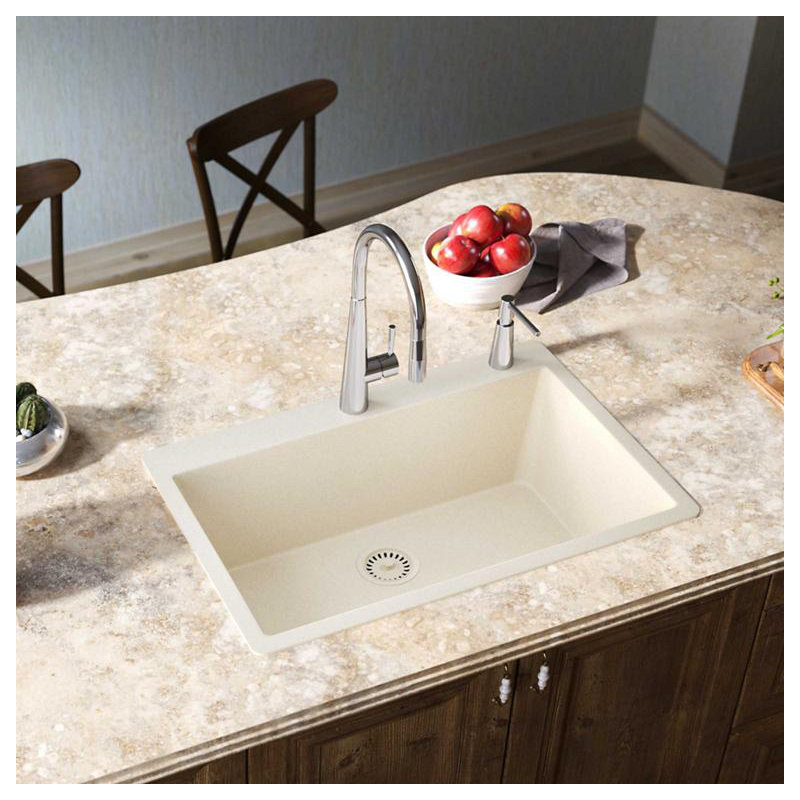 Quartz Luxe 33" L x 21" W Drop-in Kitchen Sink, Parchment