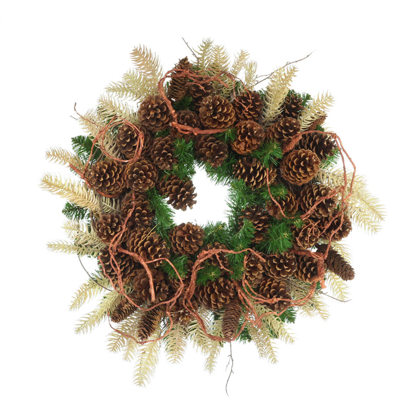 Couronne des Fêtes avec pommes de pin et vignes
