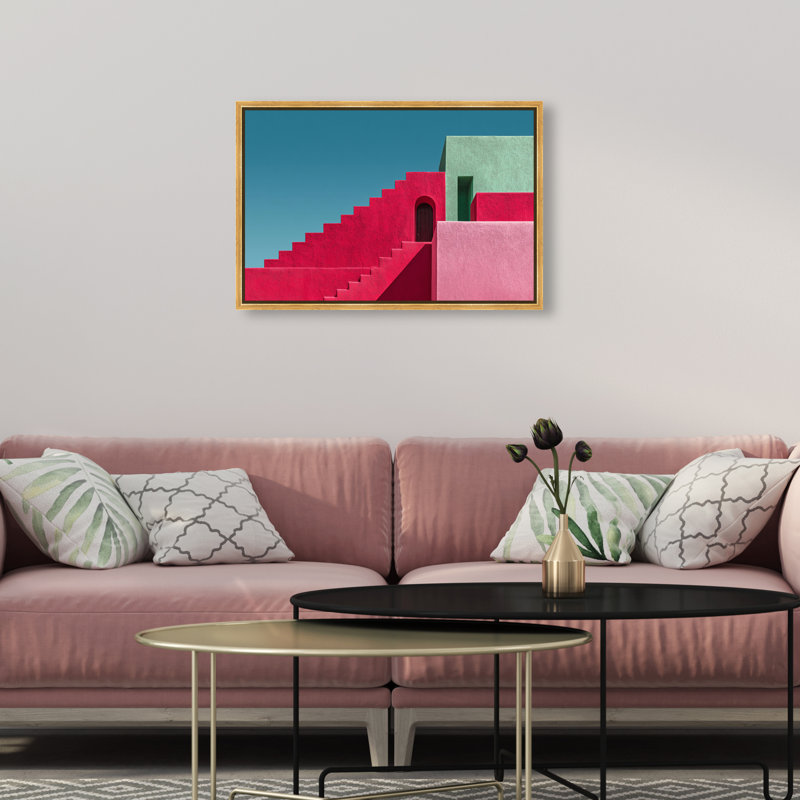 Aquamarine Angle I Architecture Canvas Print by Oliver Gal, Black Frame, 15 x 10, 25"H x 17"W, Gold Floater Frame