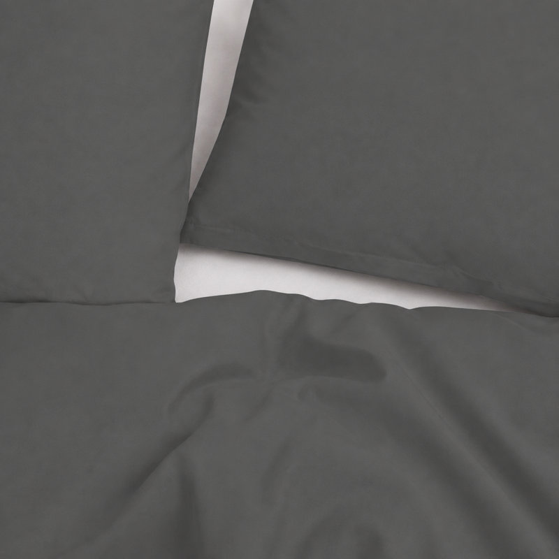 Microfibre Solid Colour Duvet Cover Set, King, Charcoal