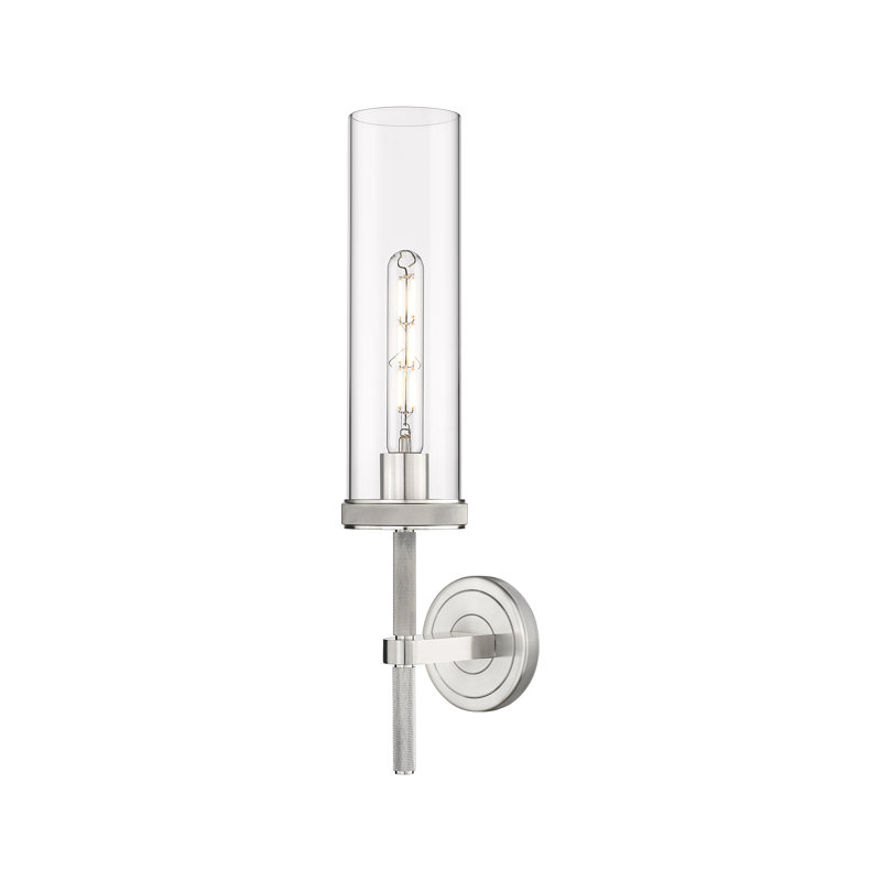 Applique murale 1 lumière 12 po Lincoln, Transparent, Nickel satiné