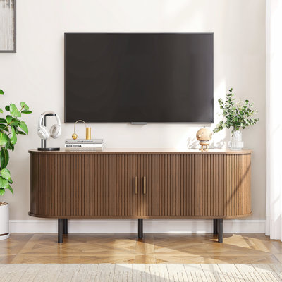 Jalonda Modern Wood TV Stand with Storage and Shelves