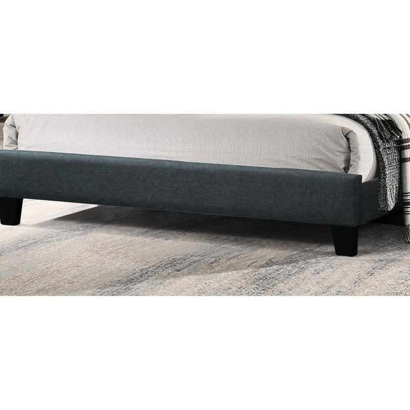 Lit plateforme moderne avec tête de lit tapissier et structure de couleur charbon anthracite, Gris anthracite, Grand lit