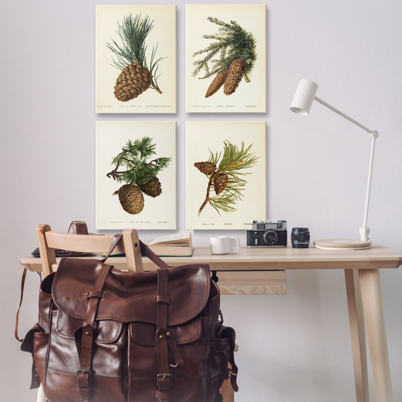  Ensemble de 4 toiles d'art Pinecone, H 30 po x l 20 po