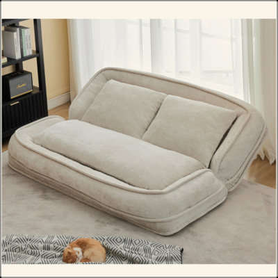 Lit double pour chien humain, canapé paresseux, causeuse, s'adapte à vous et à vos animaux de compagnie, très grand canapé de plancher, vous pouvez vous asseoir ou vous allonger, position réglable 2 en 1,5, coussin moelleux, 2 sièges