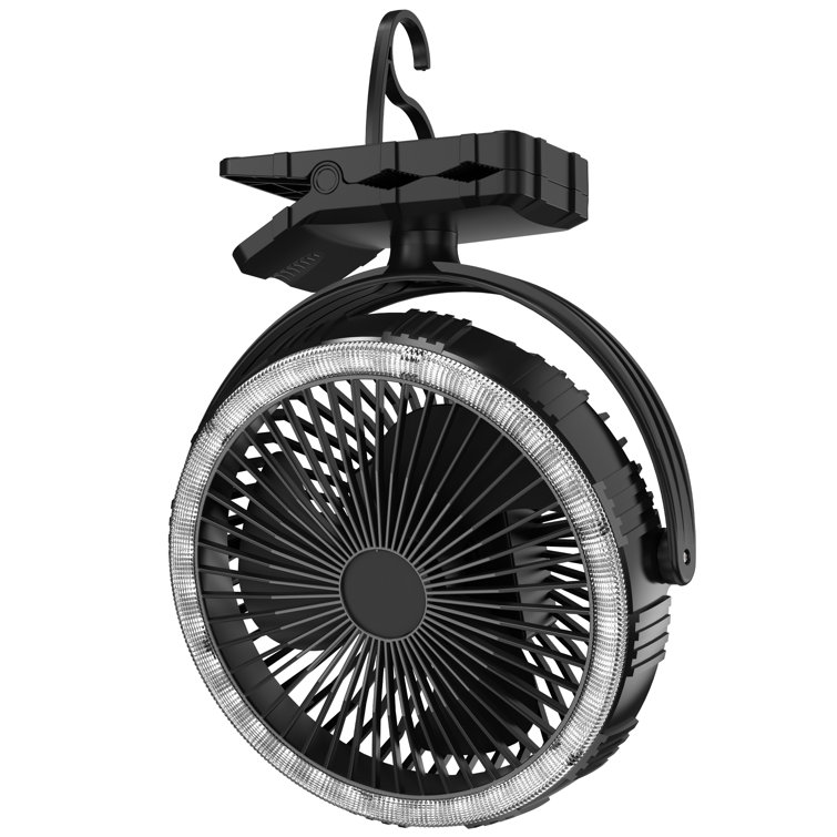 panergy 8 in. 10000mAh Rechargeable Battery Fan for Hanging or Tabletop  Use, Portable USB Fan with LED for Tent Car Jobsite THD-MLF004L-BLK - The  Home Depot