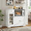 Garde-manger de 35,4 po de largeur, garde-manger avec placard, tiroir et cube pour micro-ondes