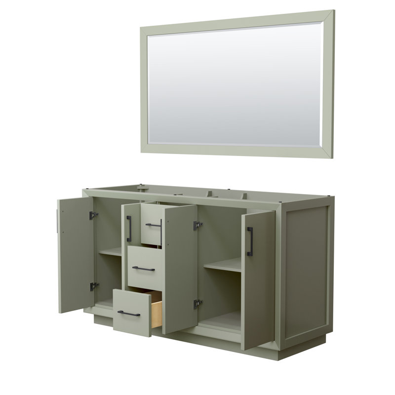 Strada 60" Light Green Double Bathroom Vanity with Matte Black Accents