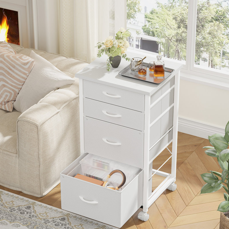 15.7"wide 4-drawer Vertical File Cabinet With Locking Casters, Sturdy Steel Frame & Easy Assembly For Home Office Storage