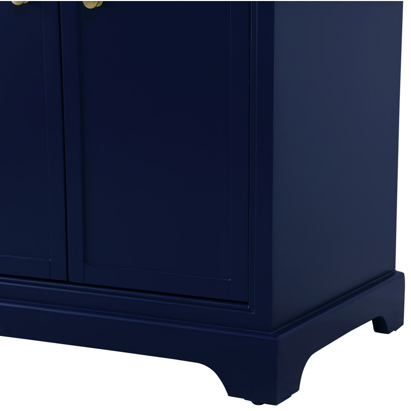 Ensemble de meuble-lavabo double 72 po Hermes, Bleu très foncé, Blanc de Carrare / gris