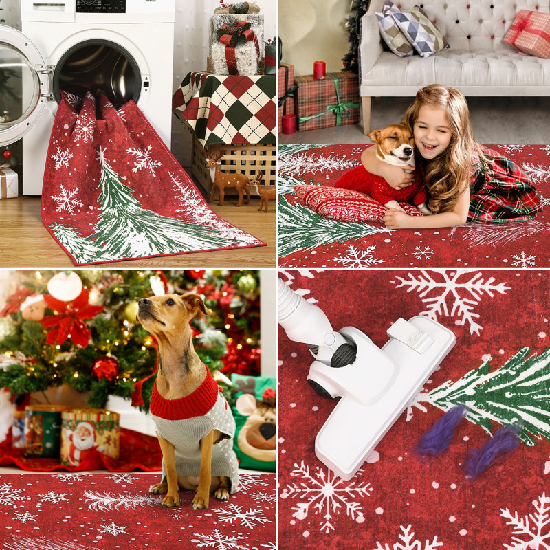 Tapis de Noël pour le salon Tapis antidérapant lavable pour la chambre à coucher Tapis de ferme résistant aux taches pour la salle à manger Bureau