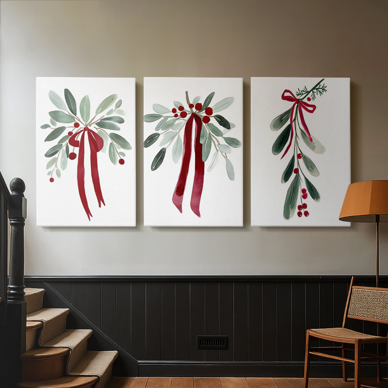 Art de Noël de Noël Cxxv - Toile tendue sur mesure - 3 pièces, H 27 po x l 54 po