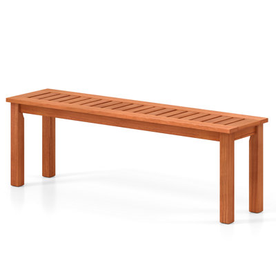 1 Pcs 47 Inch Patio Wood Bench 2-person Backless Bench With Slatted Seat Teak