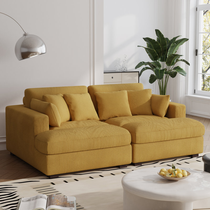 Bentura 213.4Cm Recessed Arms Modular Sleeper, Orange