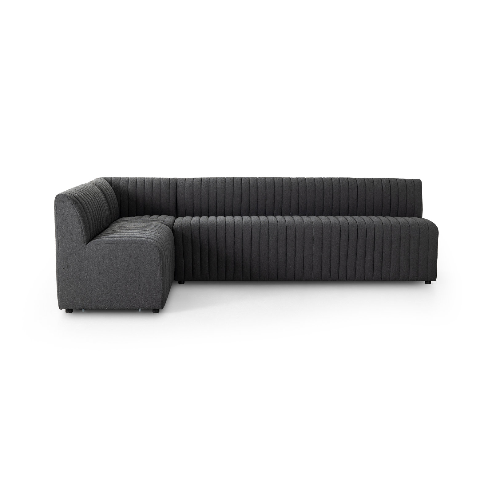 Brandt Modular Upholstered L-Sectional, Charcoal Polyester, 31.5" H x 110" W x 66.5" D