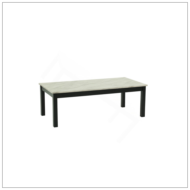 Ensemble de tables basses chic en faux marbre avec pieds noirs pour le salon, Blanc