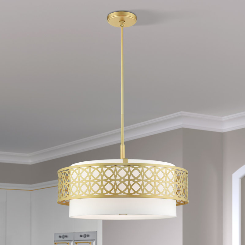 Eraman 4-Light Dimmable Drum Chandelier, Soft Gold, 52" H x 24.75" W x 24.75" D